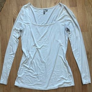 ASOS square neck long sleeve white tee shirt medium